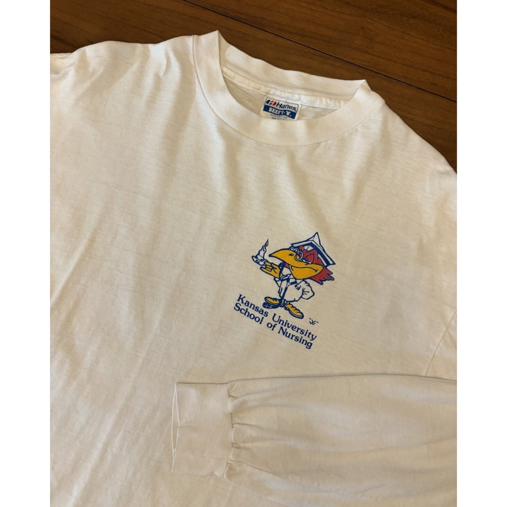 Vintage Kansas University School Of Nursing T Shirt 1988 Sz L/XL USA Long Sleeve